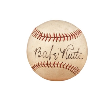 Babe Ruth Single-Signed Baseball with PSA/DNA Mint 9 Signature!